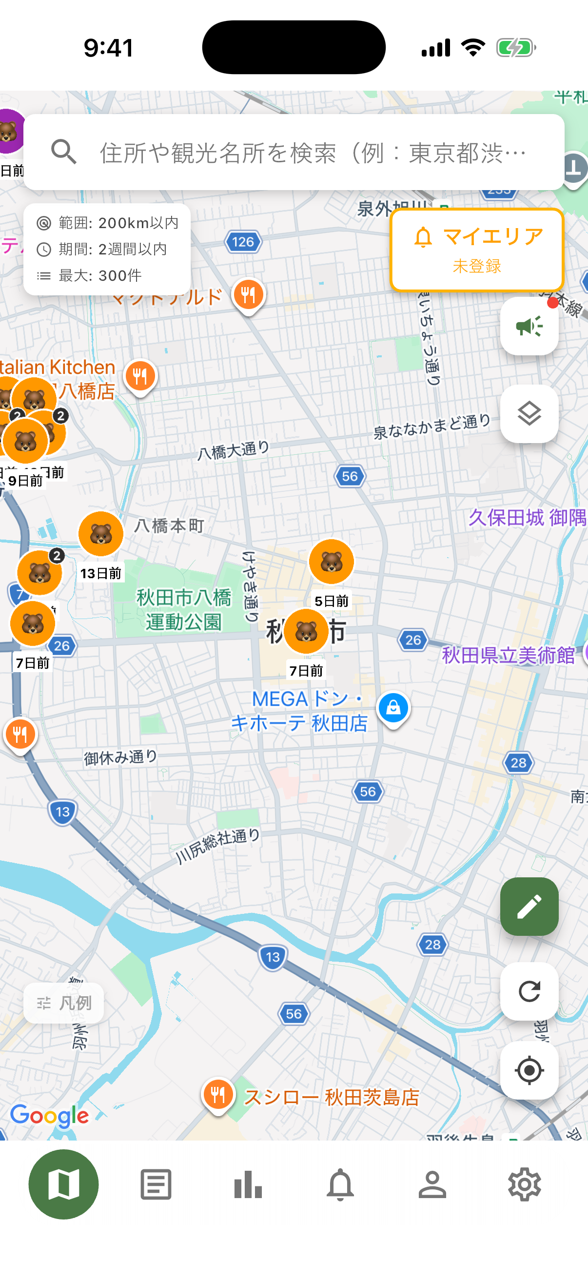 くまMap のマップ画面